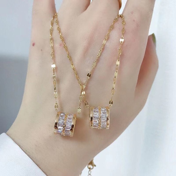 New 18k real gold color necklace simple temperament net red choker - Picture 3 of 7